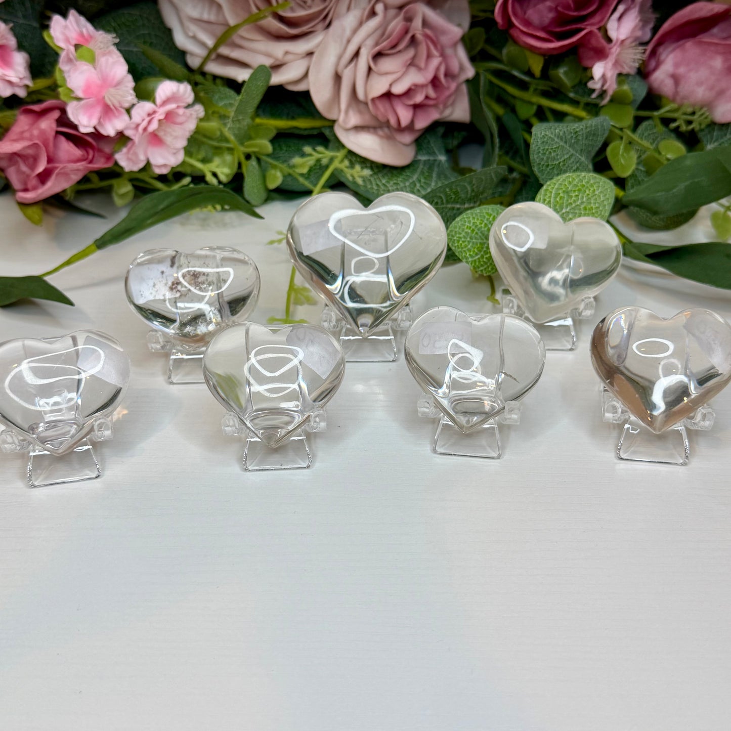 Clear Quartz Hearts