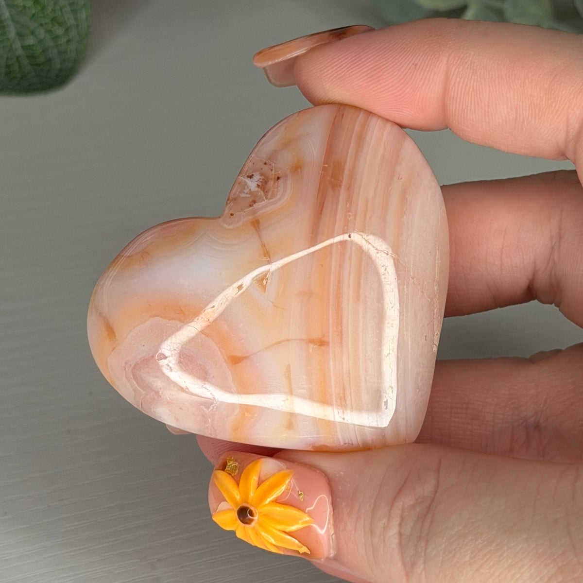 Carnelian Flower Agate Heart