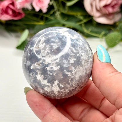 Blue Plume Agate Spheres