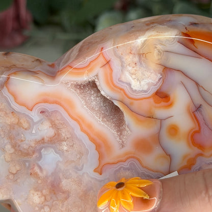 Carnelian Flower Agate Dish D