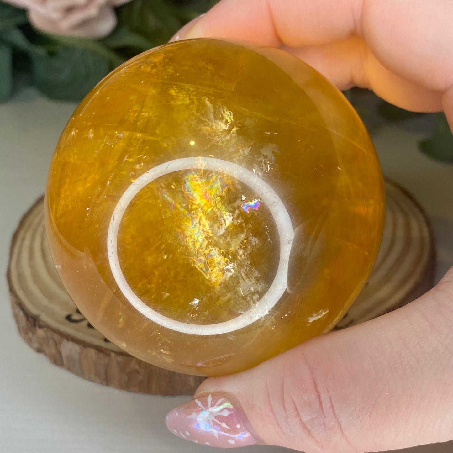 High Quality Optical Honey Calcite Sphere