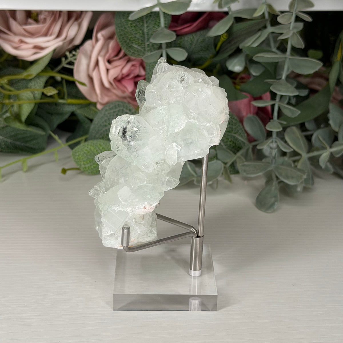 Green Apophyllite With Pink Chalcedony B