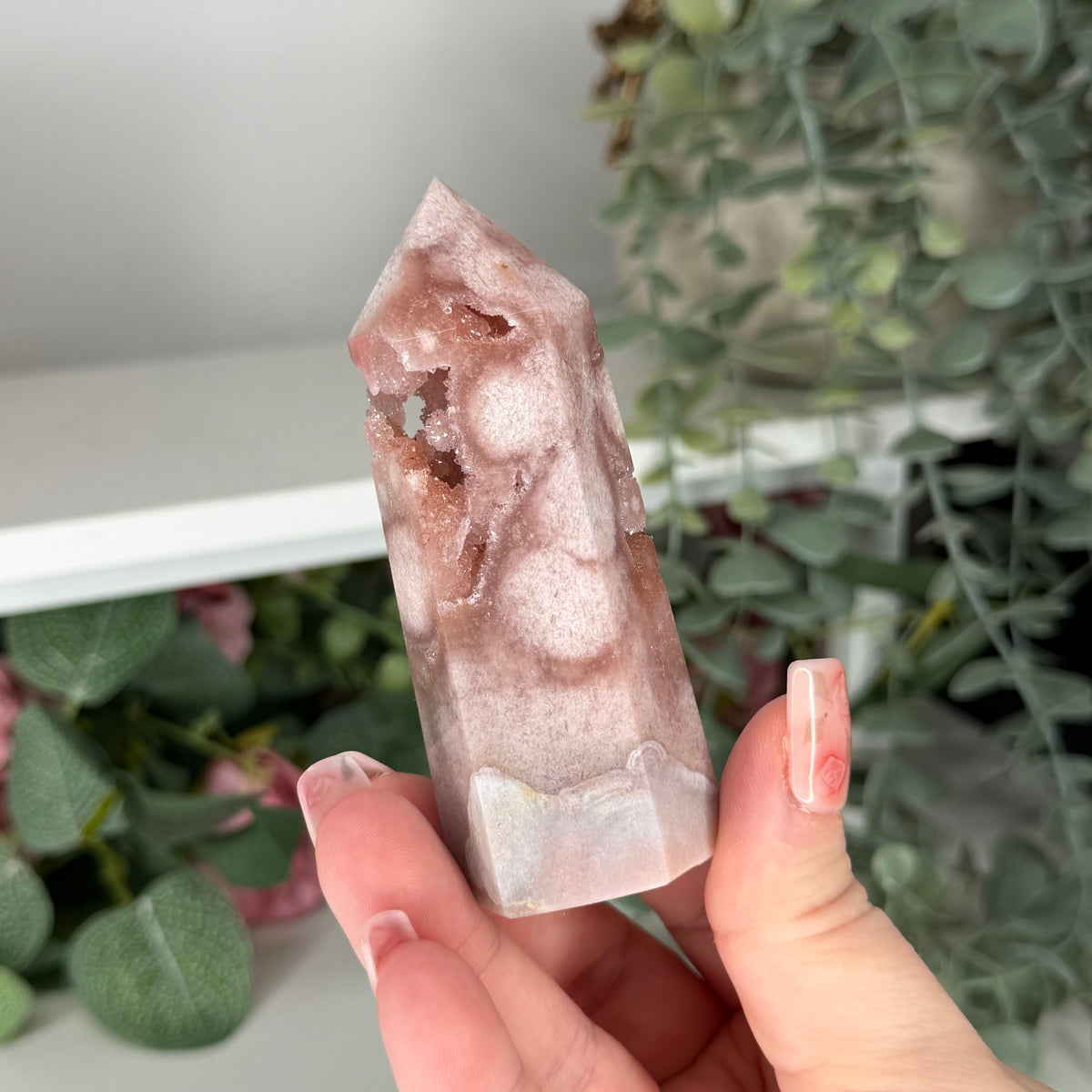 Pink Amethyst With Flower Agate Tower C