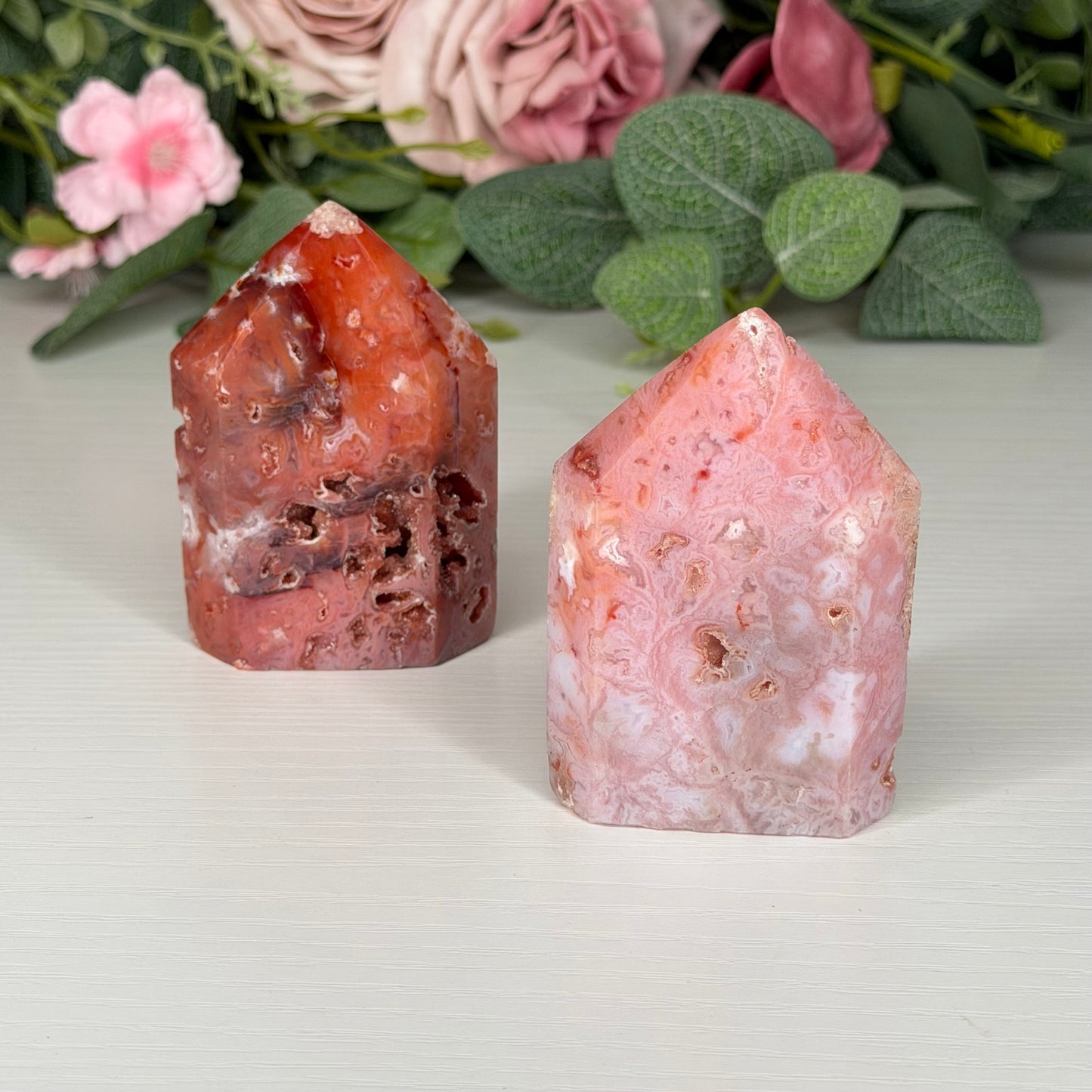 Pink Carnelian Domino Towers