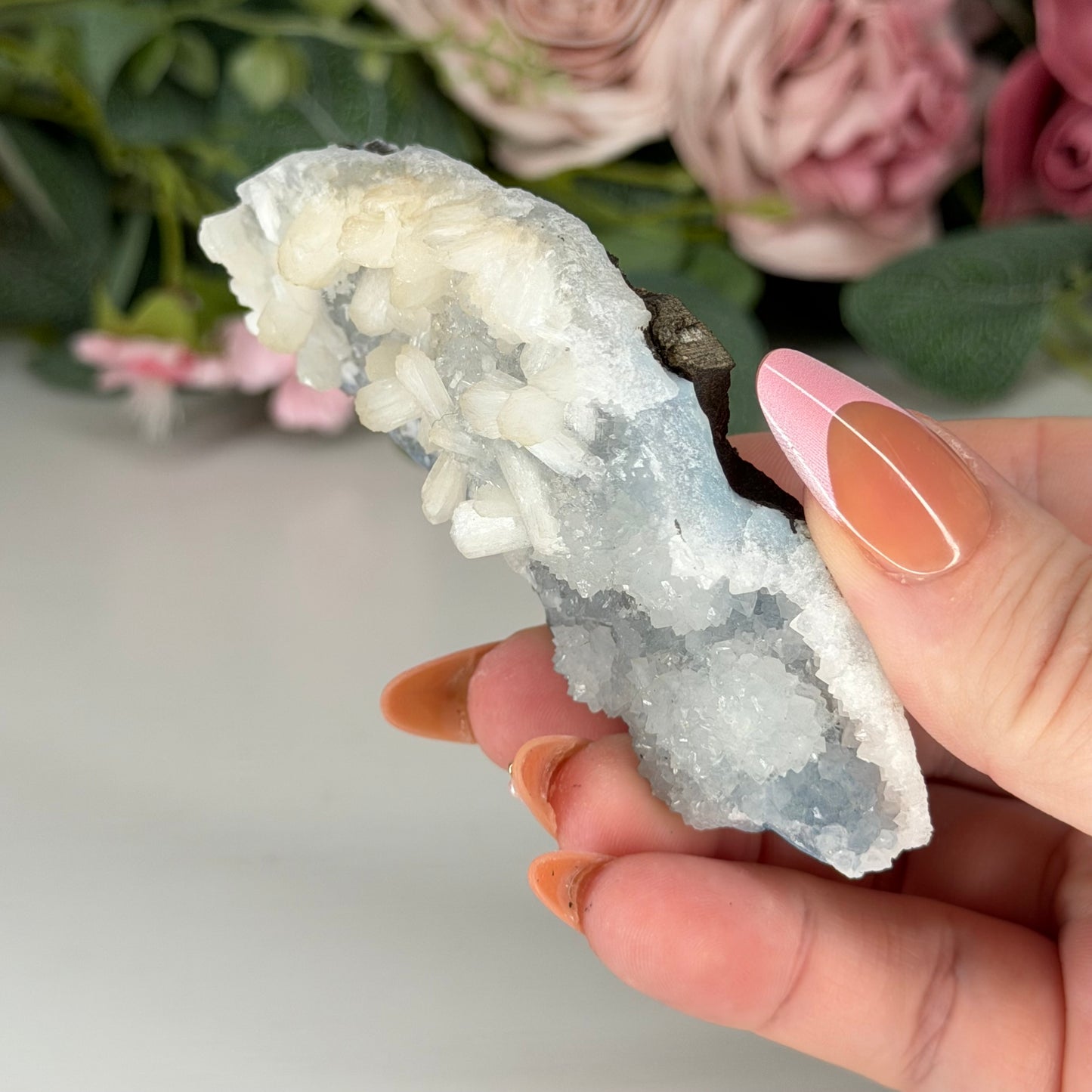 Blue Chalcedony With Stilbite