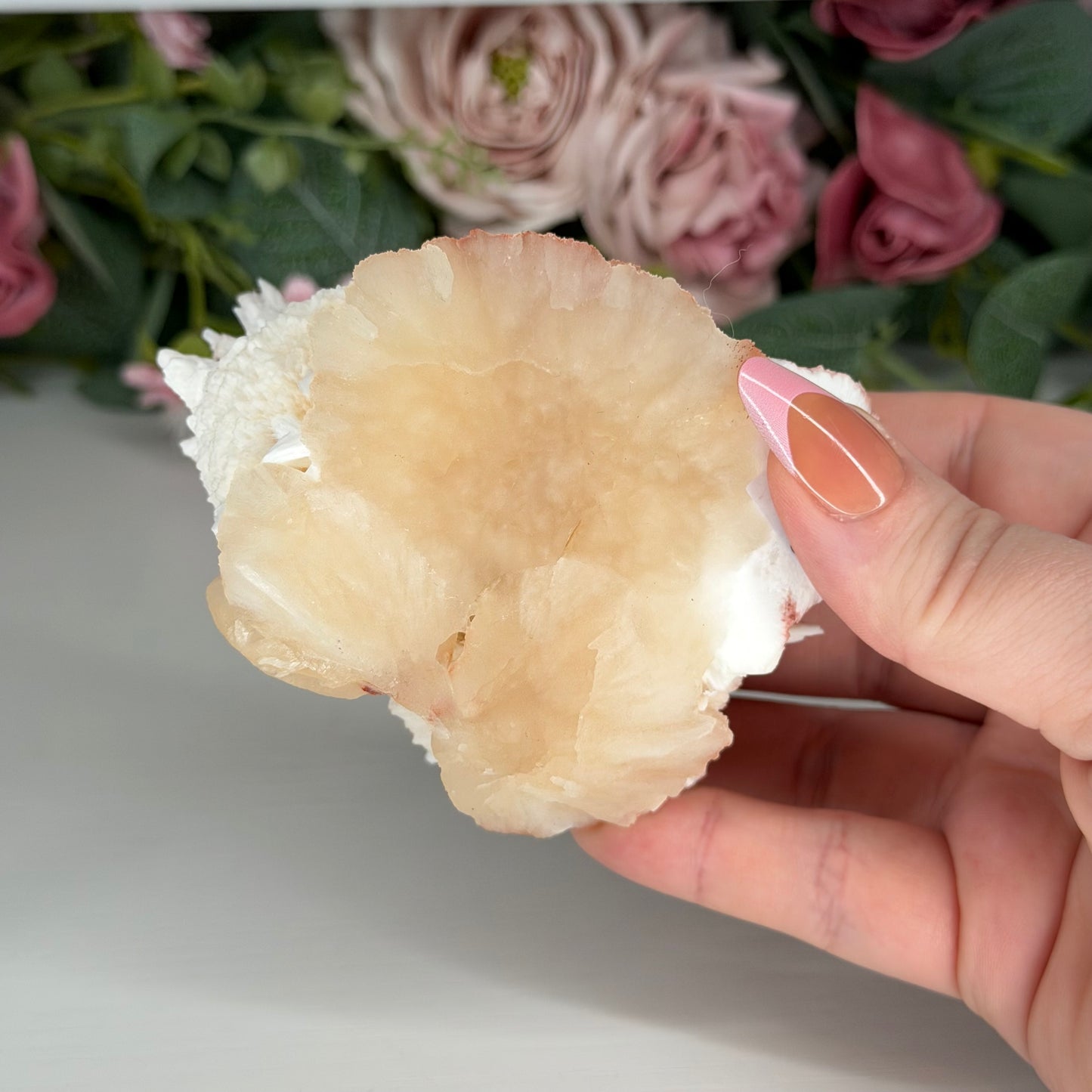 Pink Mordenite On Stilbite