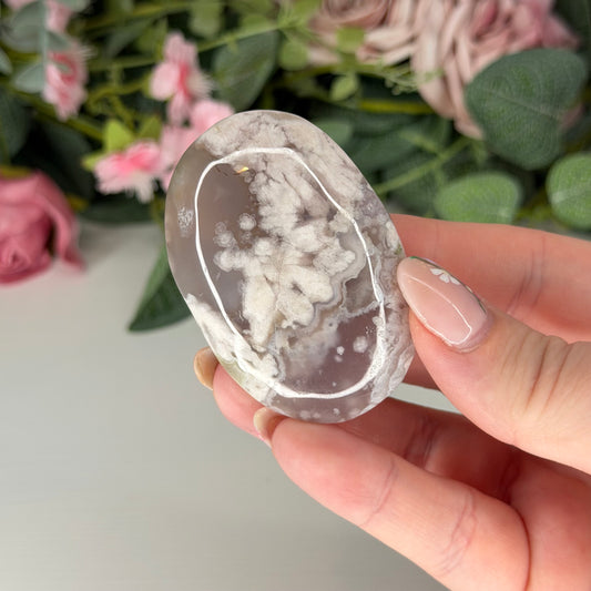 Black Flower Agate Palmstone