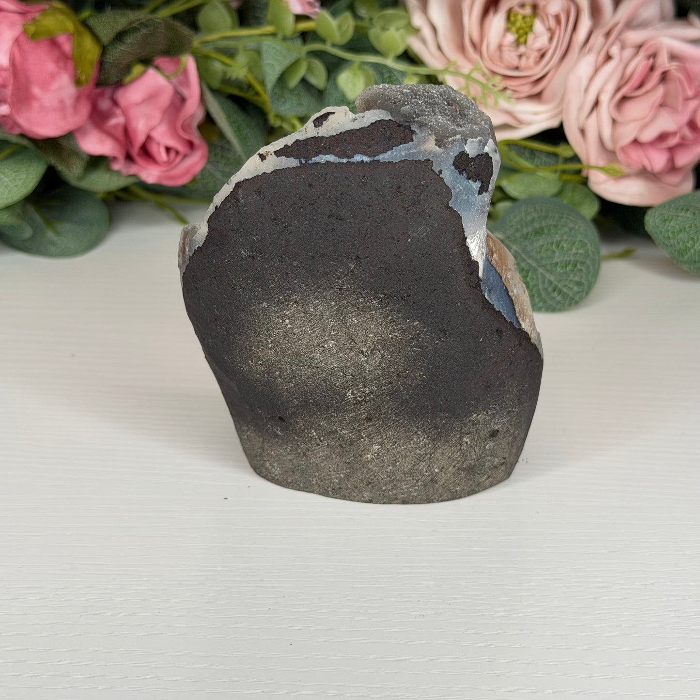 Blue Chalcedony With Stilbite & Calcite 606g