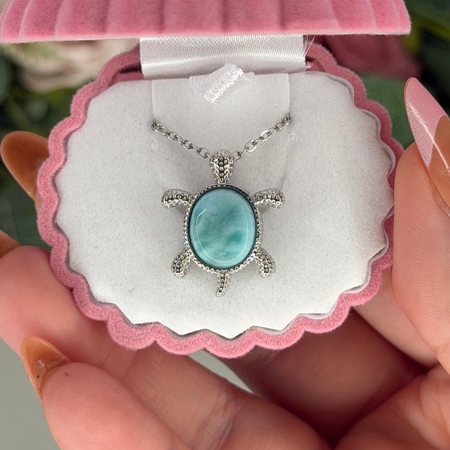 Larimar Turtle Necklace