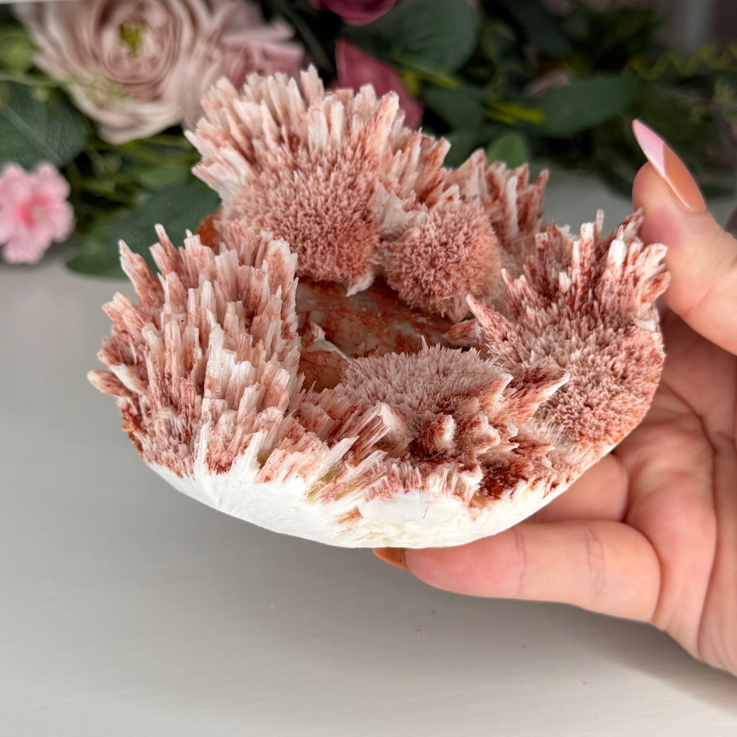 Pink Mordenite On Stilbite