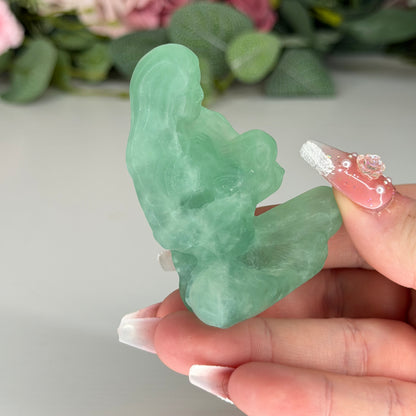 Green Fluorite Mum & Baby Carving