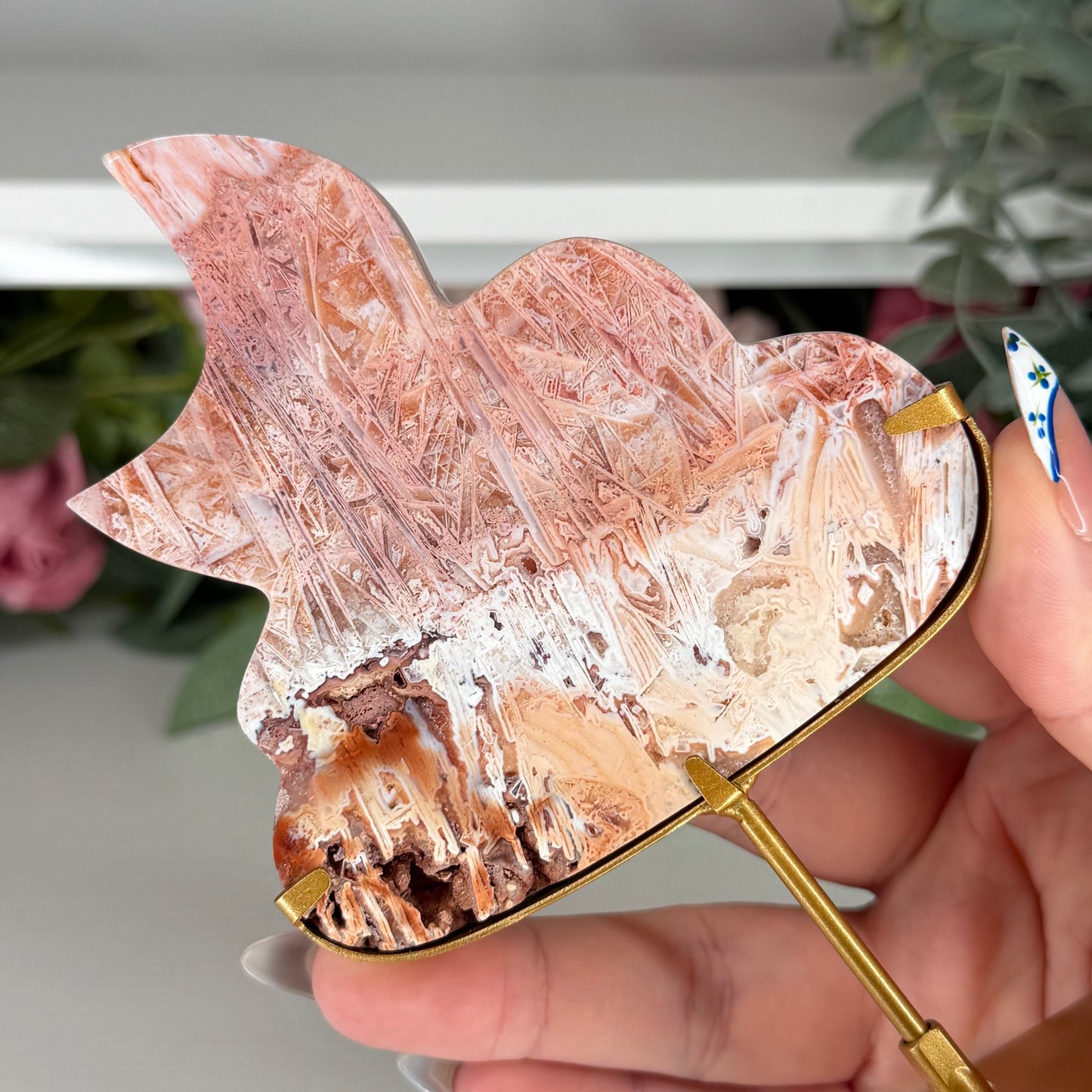Pink Stick Agate Cloud With Moon C