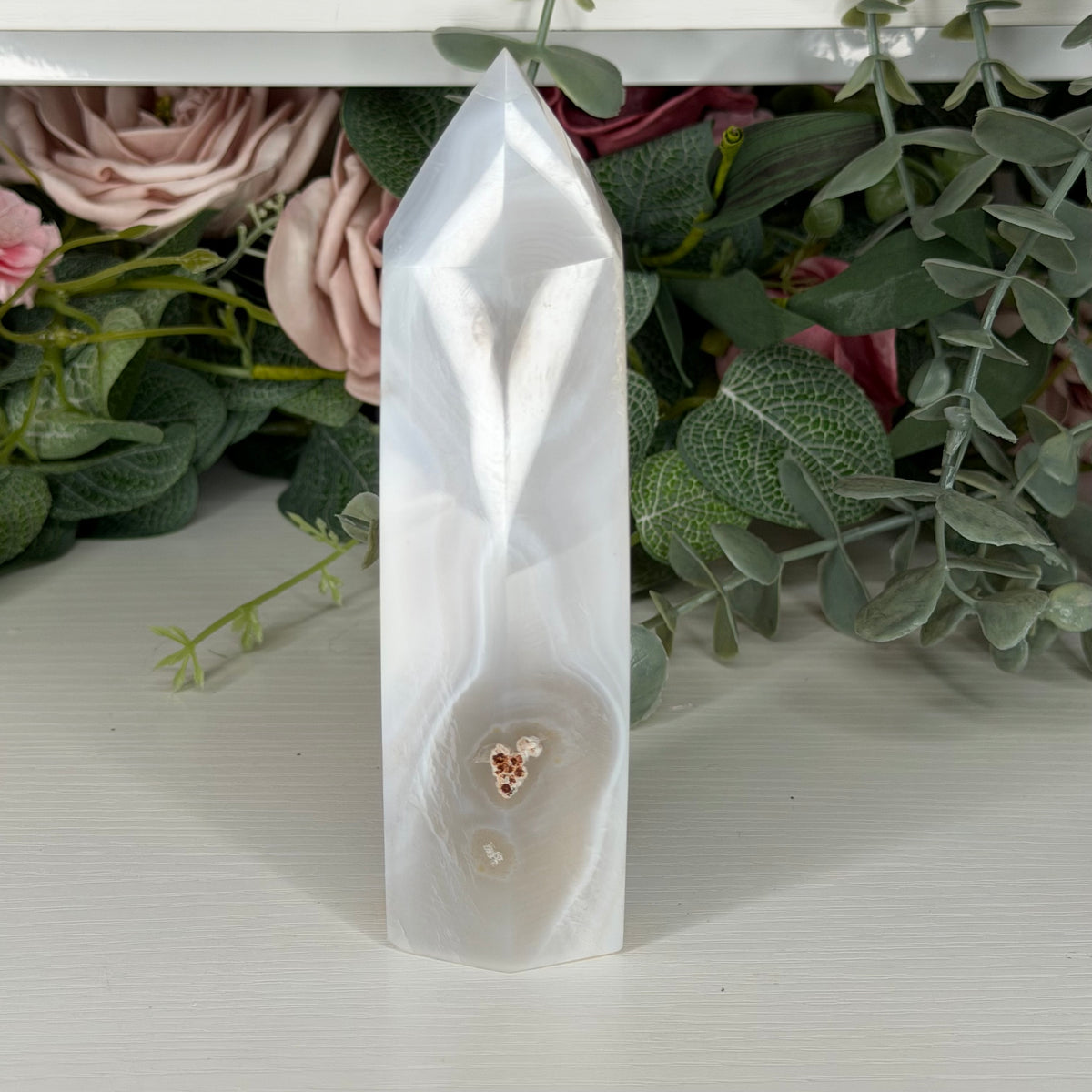 Agate Towers with Pink & Peach Druzy