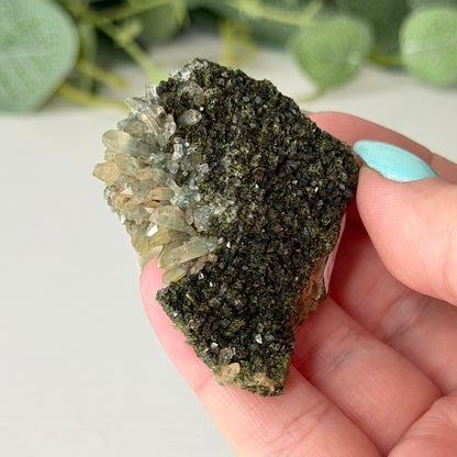 Small Epidote With Quartz Clusters