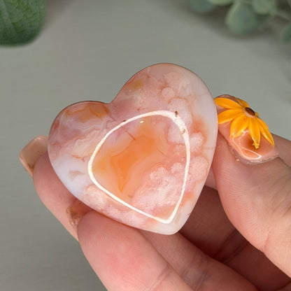 Carnelian Flower Agate Heart