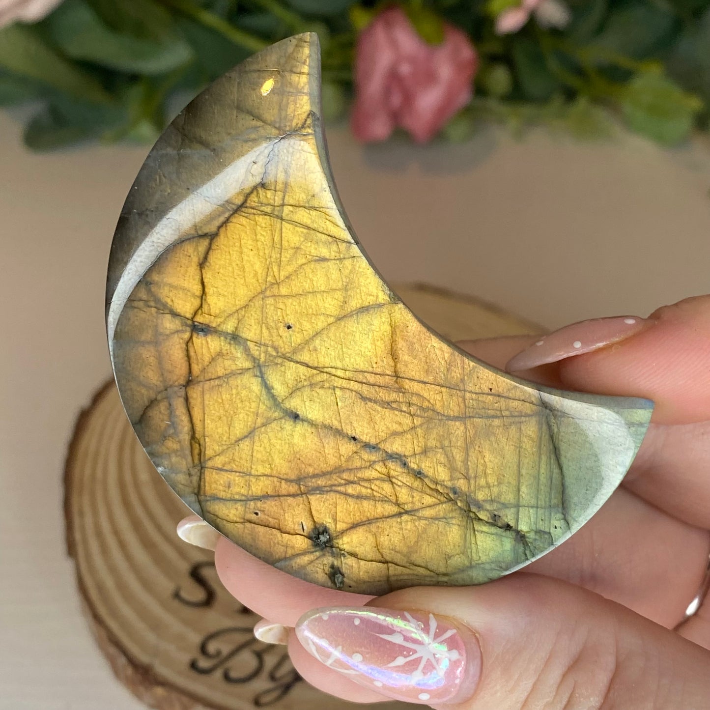 Labradorite Moons on Stands