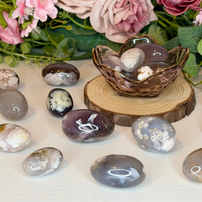 Black Flower Agate Tumble