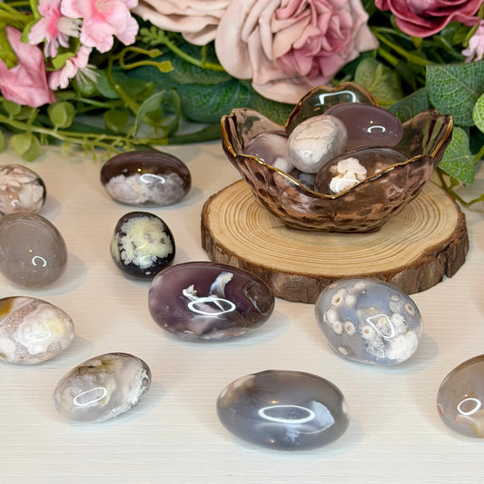 Black Flower Agate Tumble