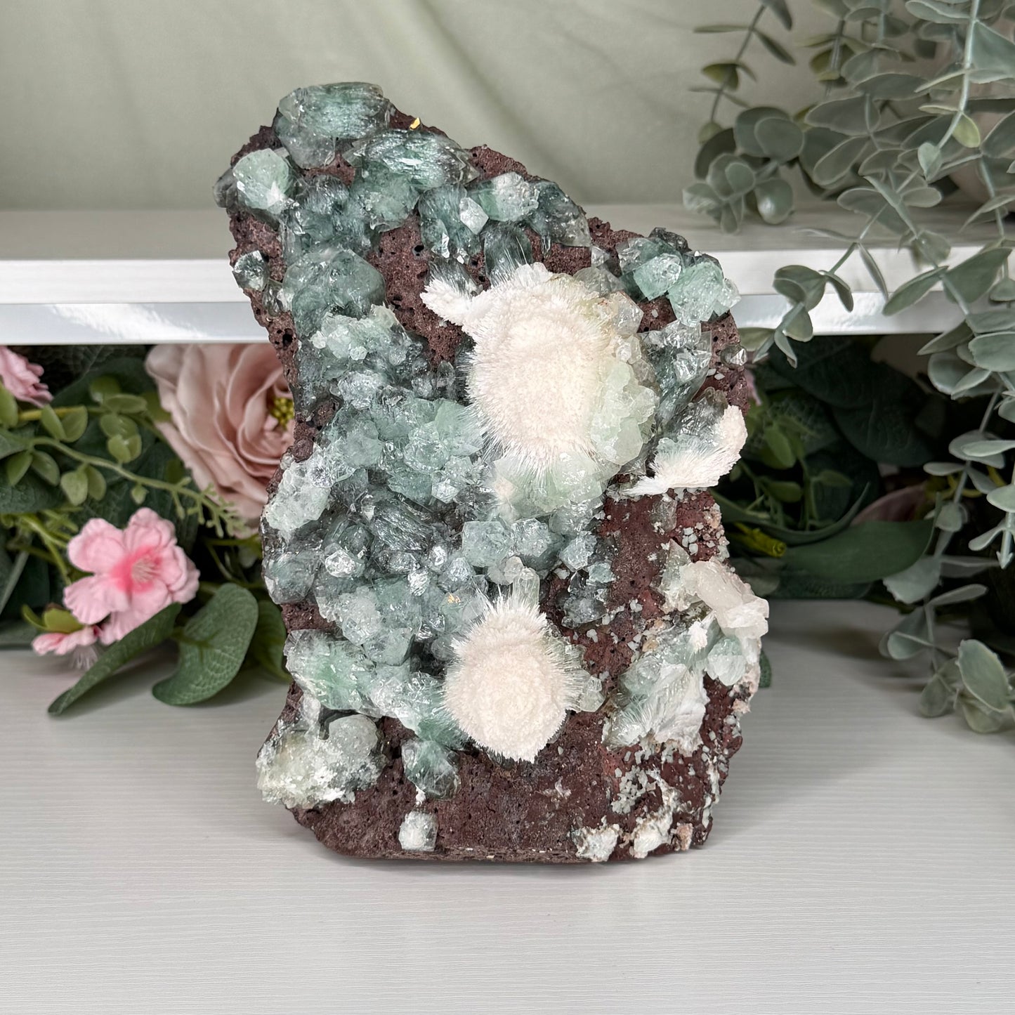 Green Apophyllite With Mordenite (1204g)