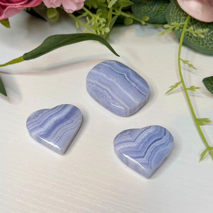 Blue Lace Agate Hearts & Palms