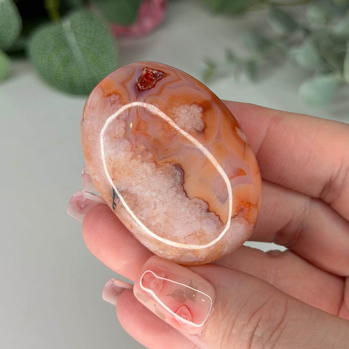 Carnelian Flower Agate Palmstone