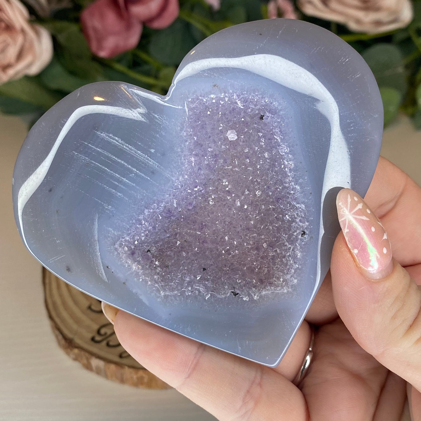 Druzy Agate Hearts On Stands