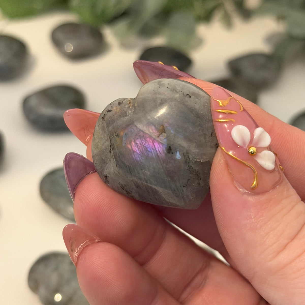 Sunset Labradorite Hearts