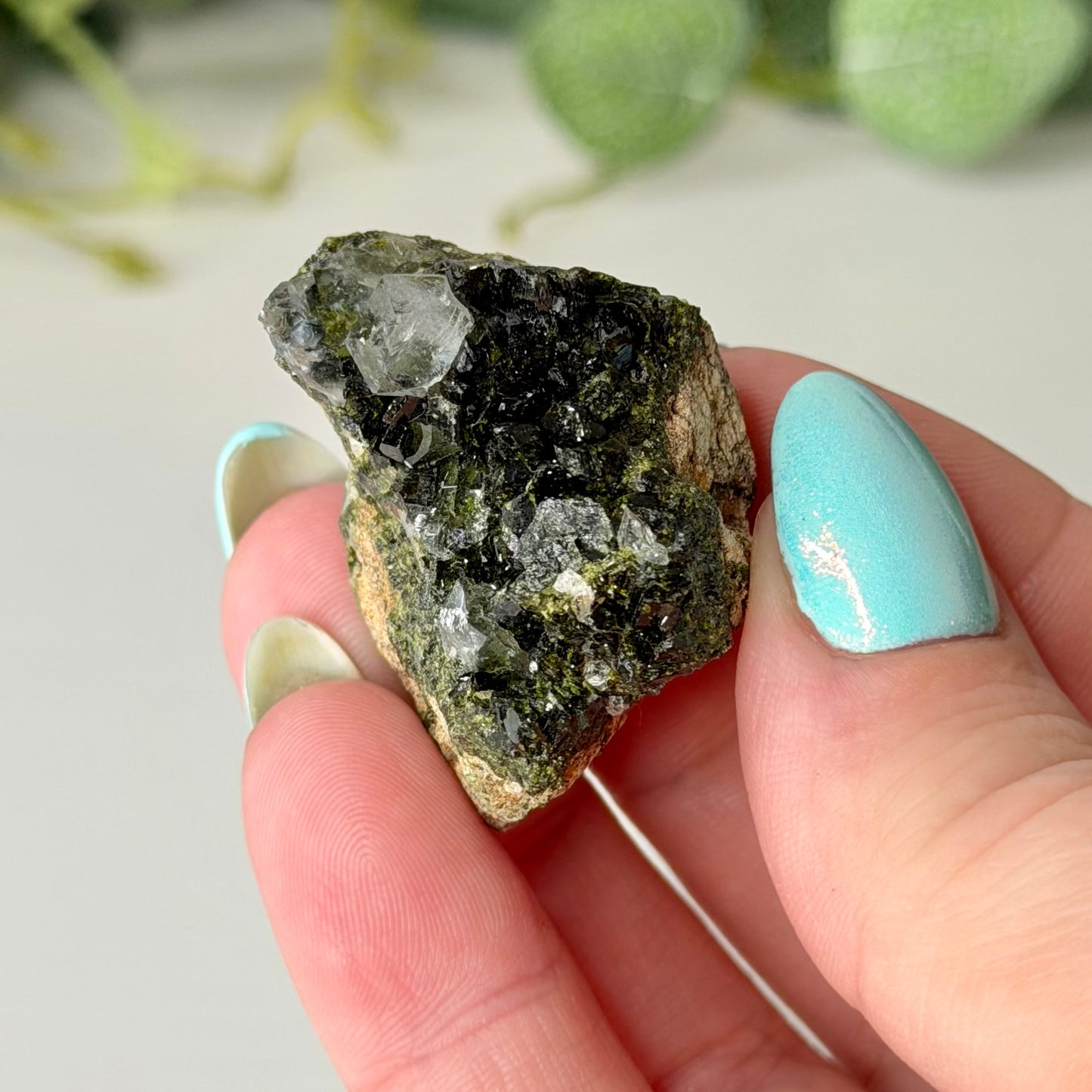 Small Epidote With Quartz Clusters