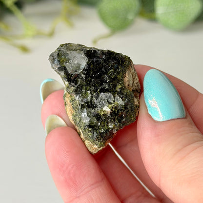 Small Epidote With Quartz Clusters