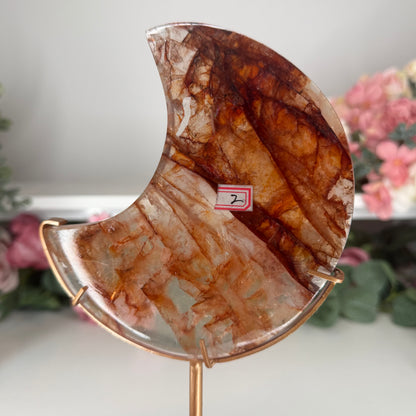 Fire Quartz Moons on Custom Stands