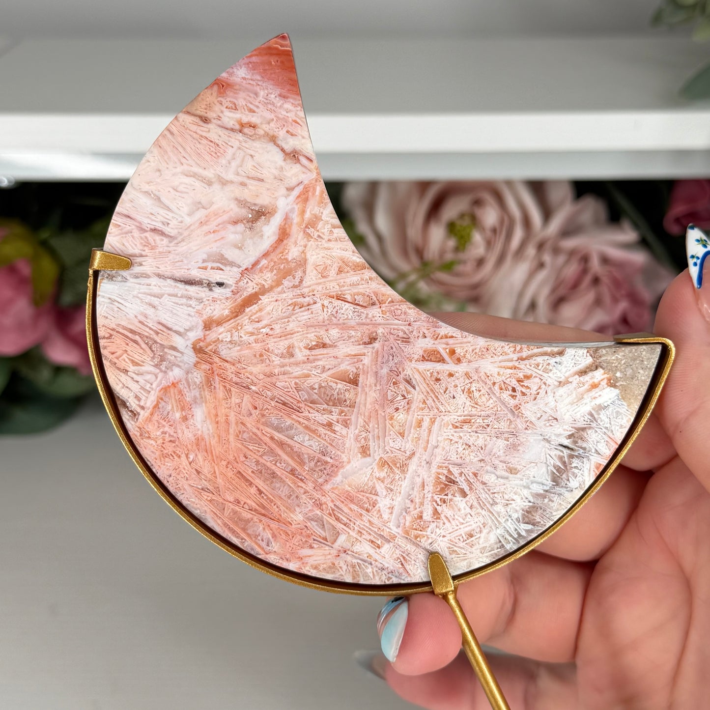 Pink Stick Agate Moon A