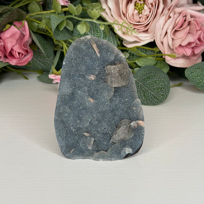 Blue Chalcedony With Stilbite & Calcite 269g