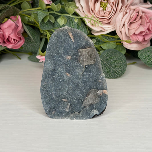 Blue Chalcedony With Stilbite & Calcite 269g