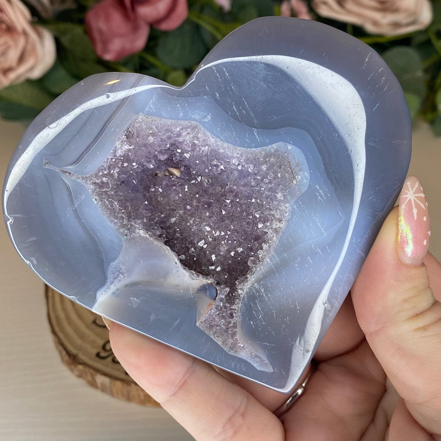 Druzy Agate Hearts On Stands