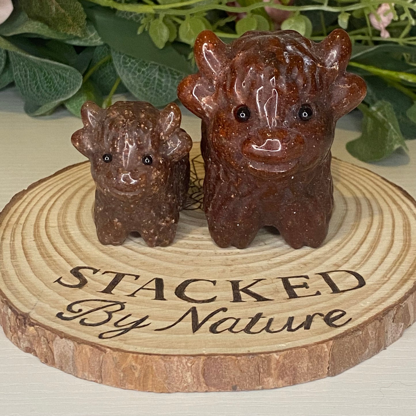 Strawberry Quartz Mummy and Baby Cow Set