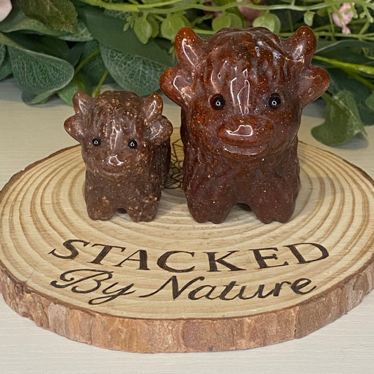 Strawberry Quartz Mummy and Baby Cow Set