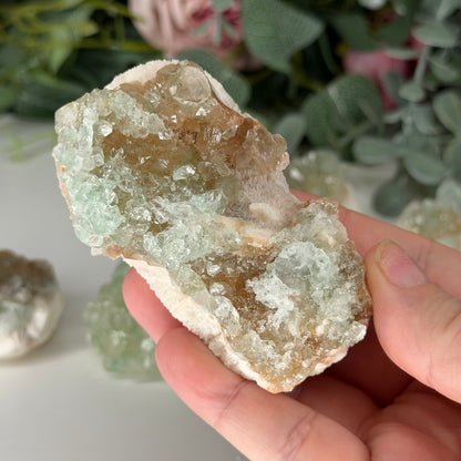 Green & Orange Apophyllite On Mordenite