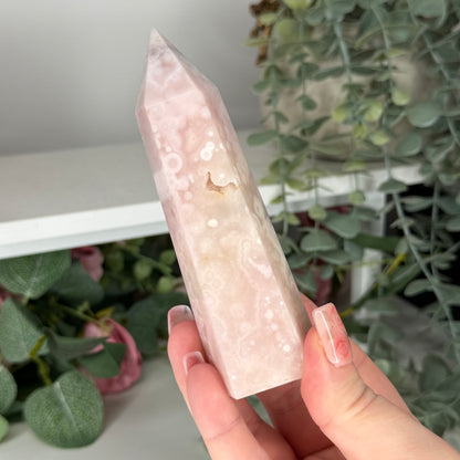 Pink Amethyst With Flower Agate Tower D