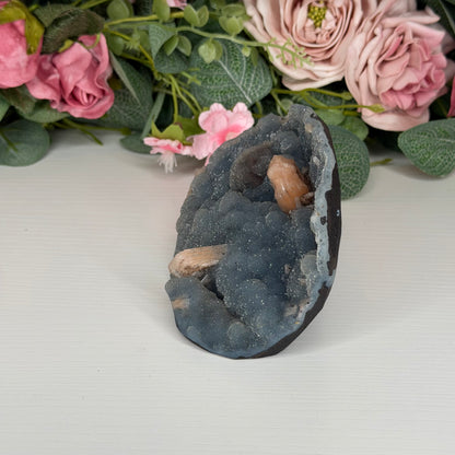 Blue Chalcedony With Stilbite & Calcite 612g