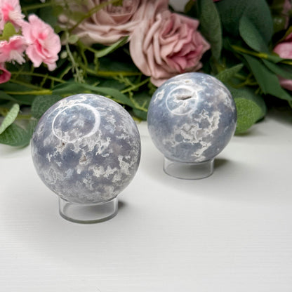 Blue Plume Agate Spheres