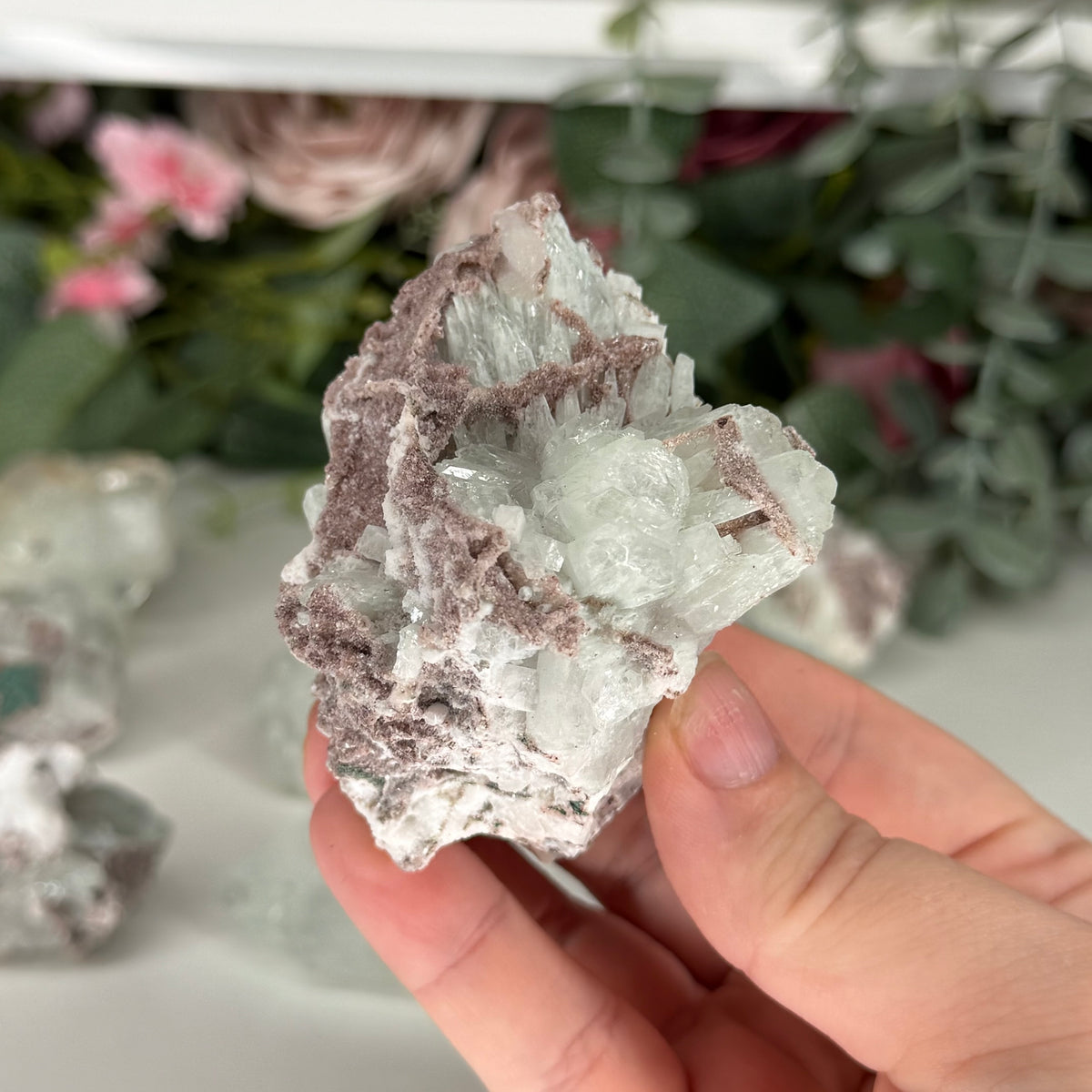 Green Apophyllite With Pink Chalcedony
