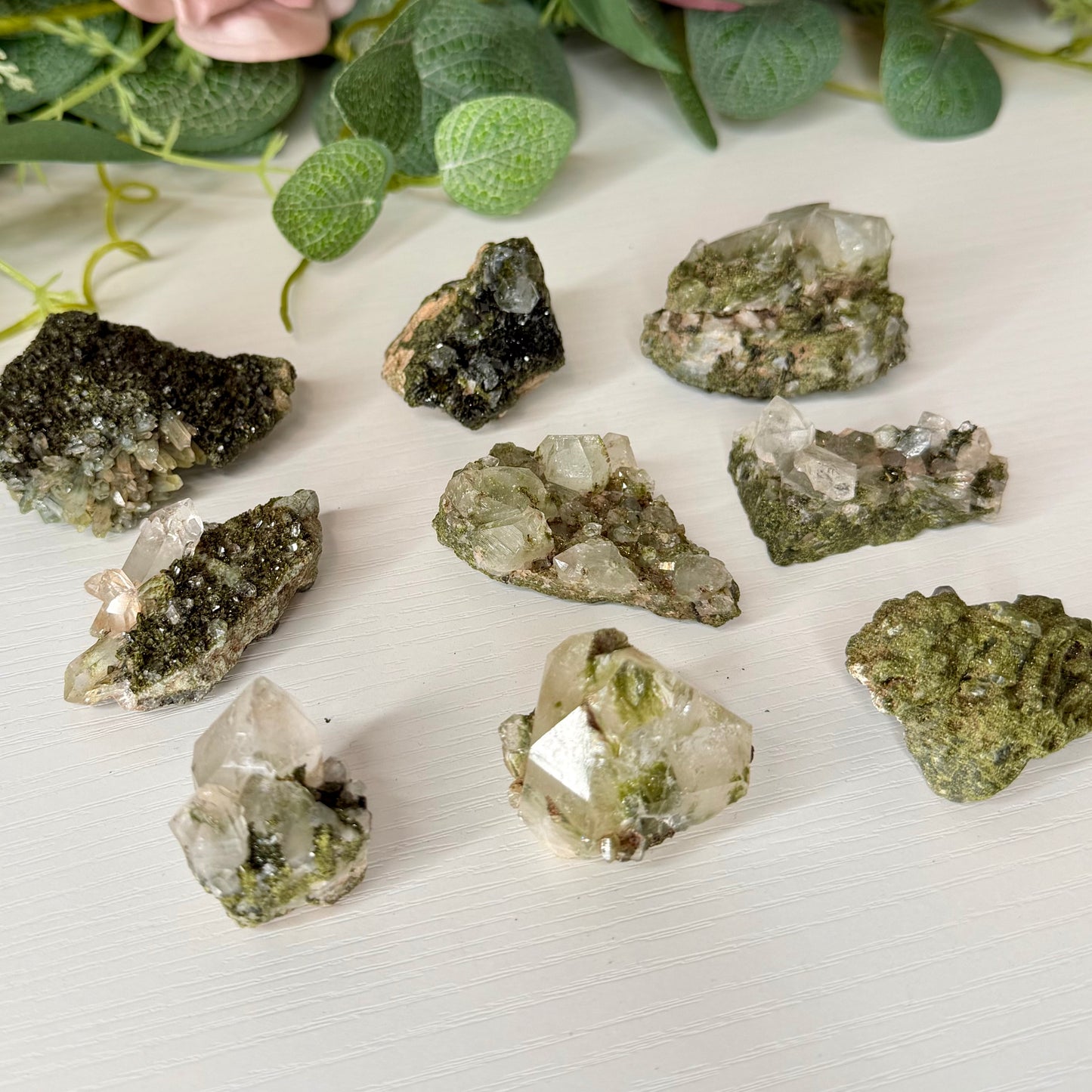 Small Epidote With Quartz Clusters