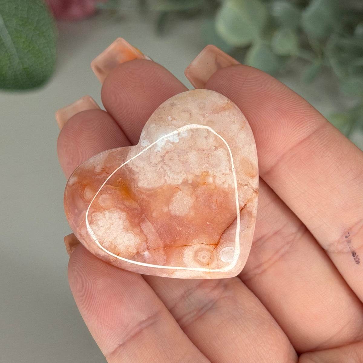 Carnelian Flower Agate Heart