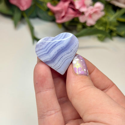 Blue Lace Agate Hearts & Palms