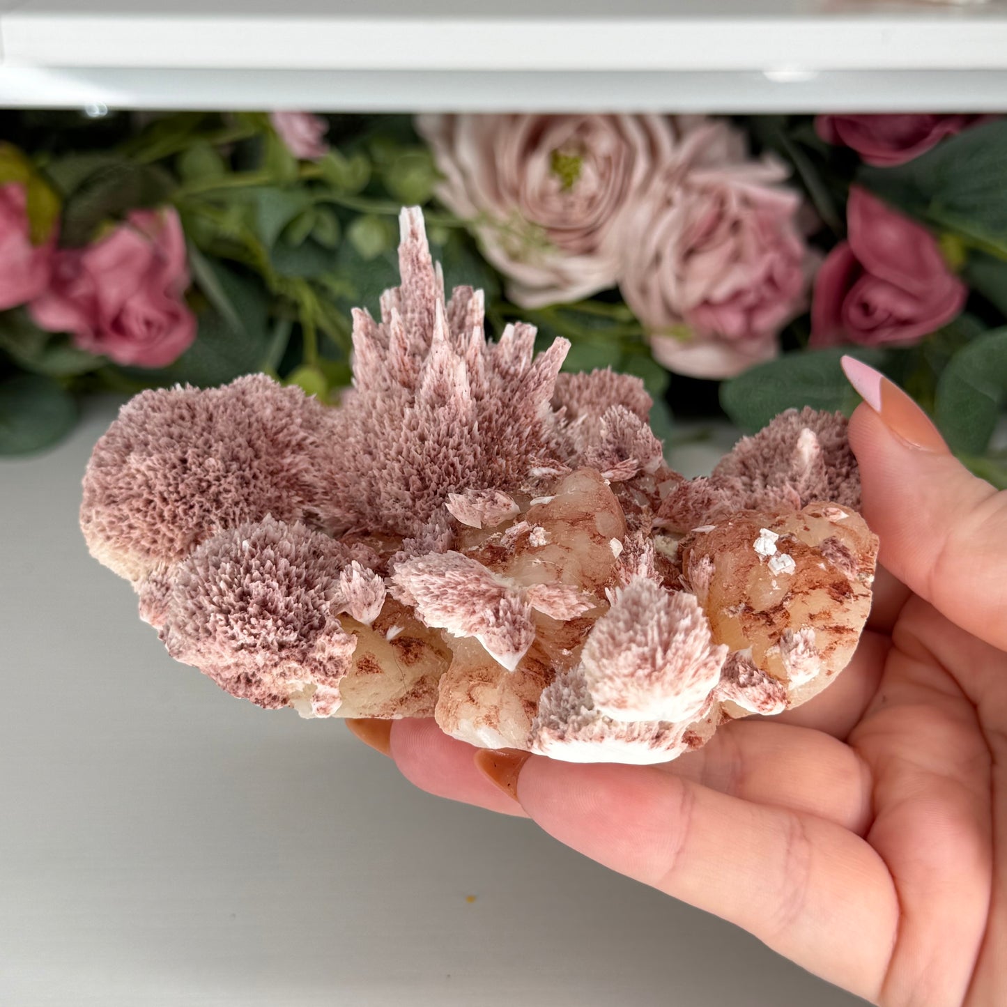 Pink Mordenite On Stilbite