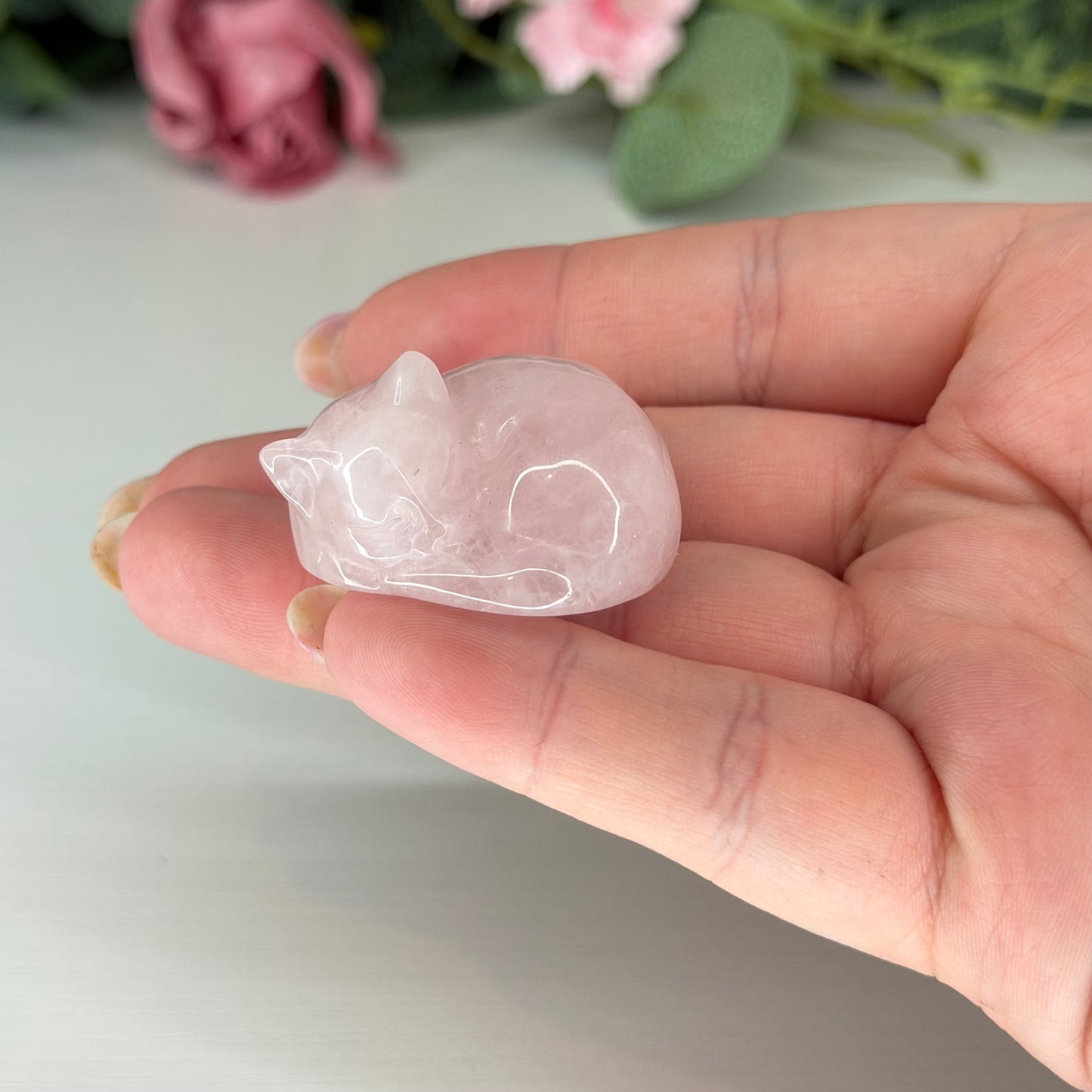 Rose Quartz Sleeping Cat