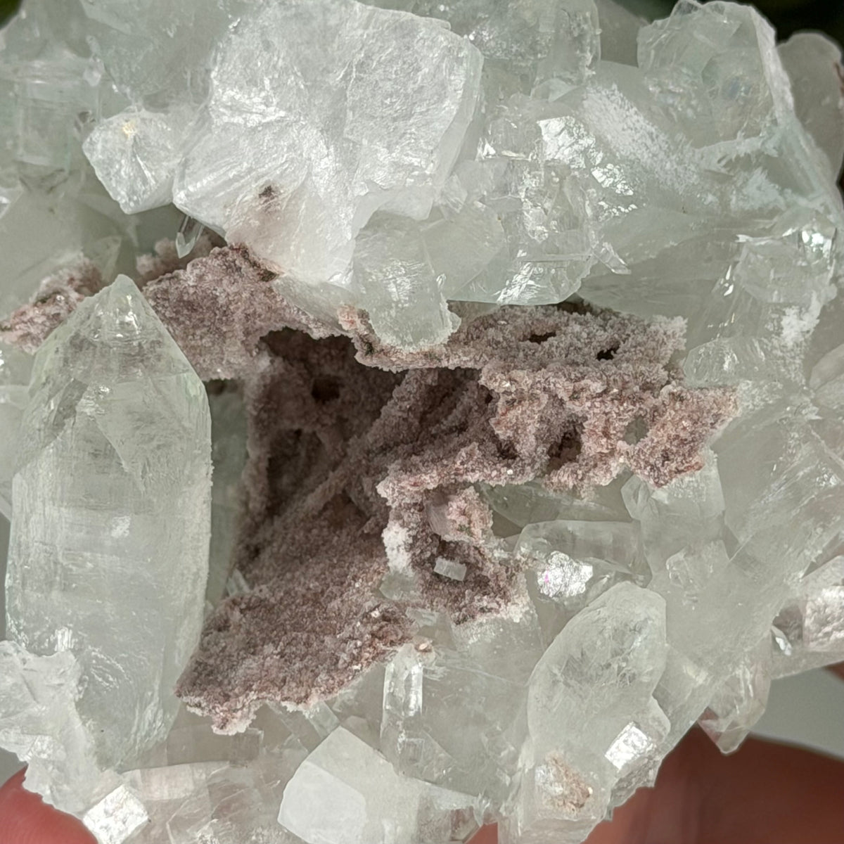 Green Apophyllite With Pink Chalcedony O