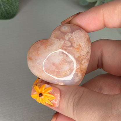 Carnelian Flower Agate Heart