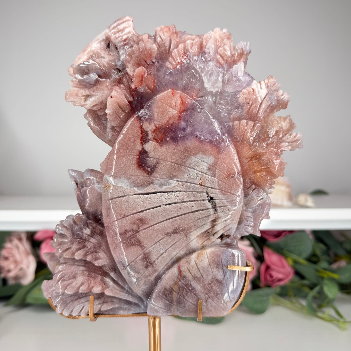 Pink Amethyst Under The Sea Scenery On A Custom Stand