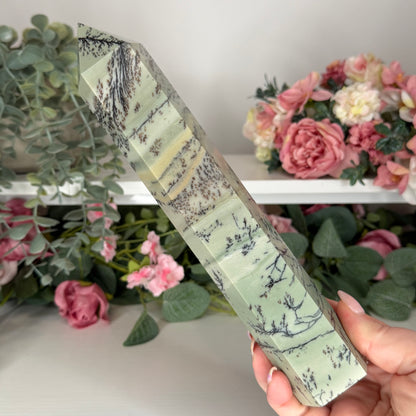 Green Dendritic Picture Jasper Statement Towers
